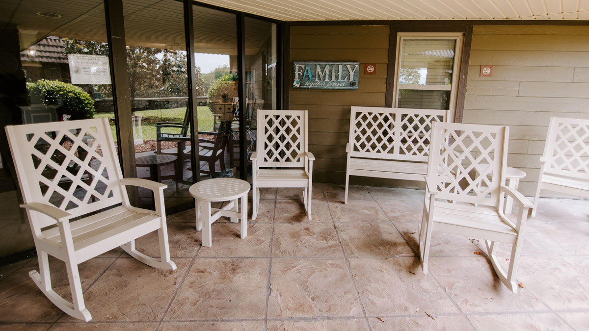 Covered Patio at The Pines Nursing and Rehabilitation Center